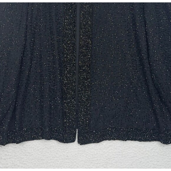 VTG Lawrence Kazer Jacket Blazer 100% Silk Black 3X Beaded Evening Cocktail Glam - Picture 3 of 14